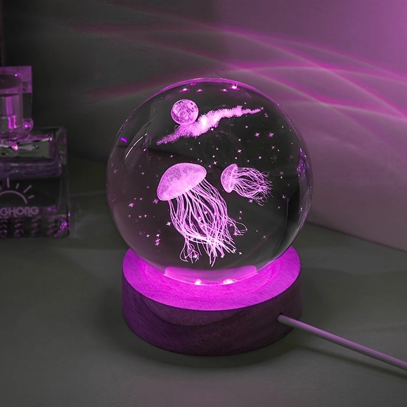 Floating Nightstand With Led Light - 3D Медуза с лазерной гравировкой, хрустальный