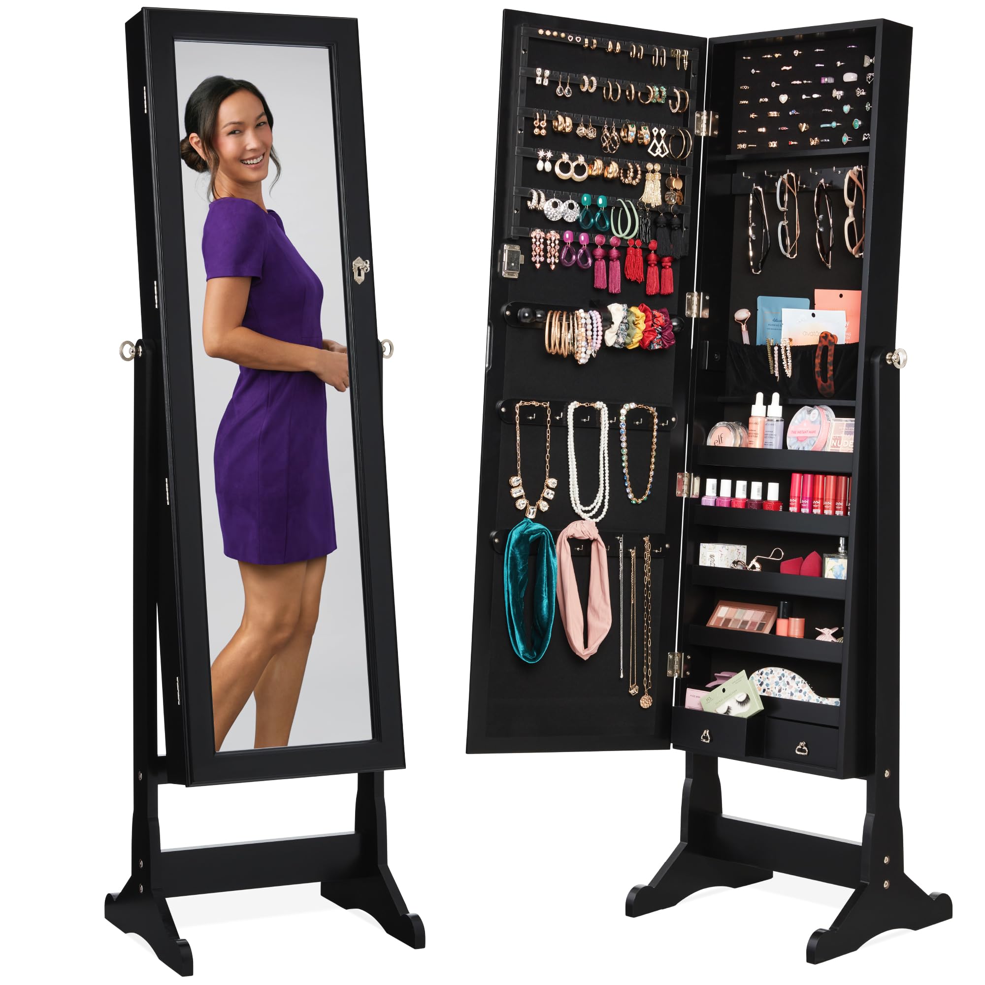 Full Length Mirror Jewelry Armoire - Отдельно стоящий шкаф для хранения ювелирных