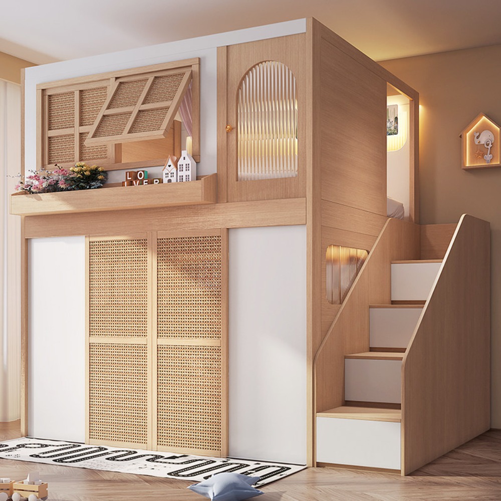 Bunk Bed With Stairs And Slide - Двухъярусная кровать с отдельными зонами для