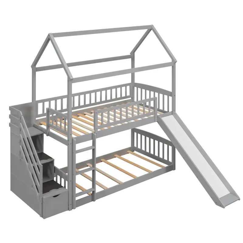 Детская двухъярусная кровать и – обзор и цена Bunk Bed With Stairs And Slide