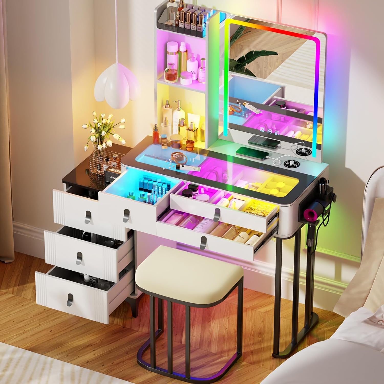 Туалетный столик i*-RGB с зерк – обзор и цена Dressing Table Vanity With Lighted Mirror