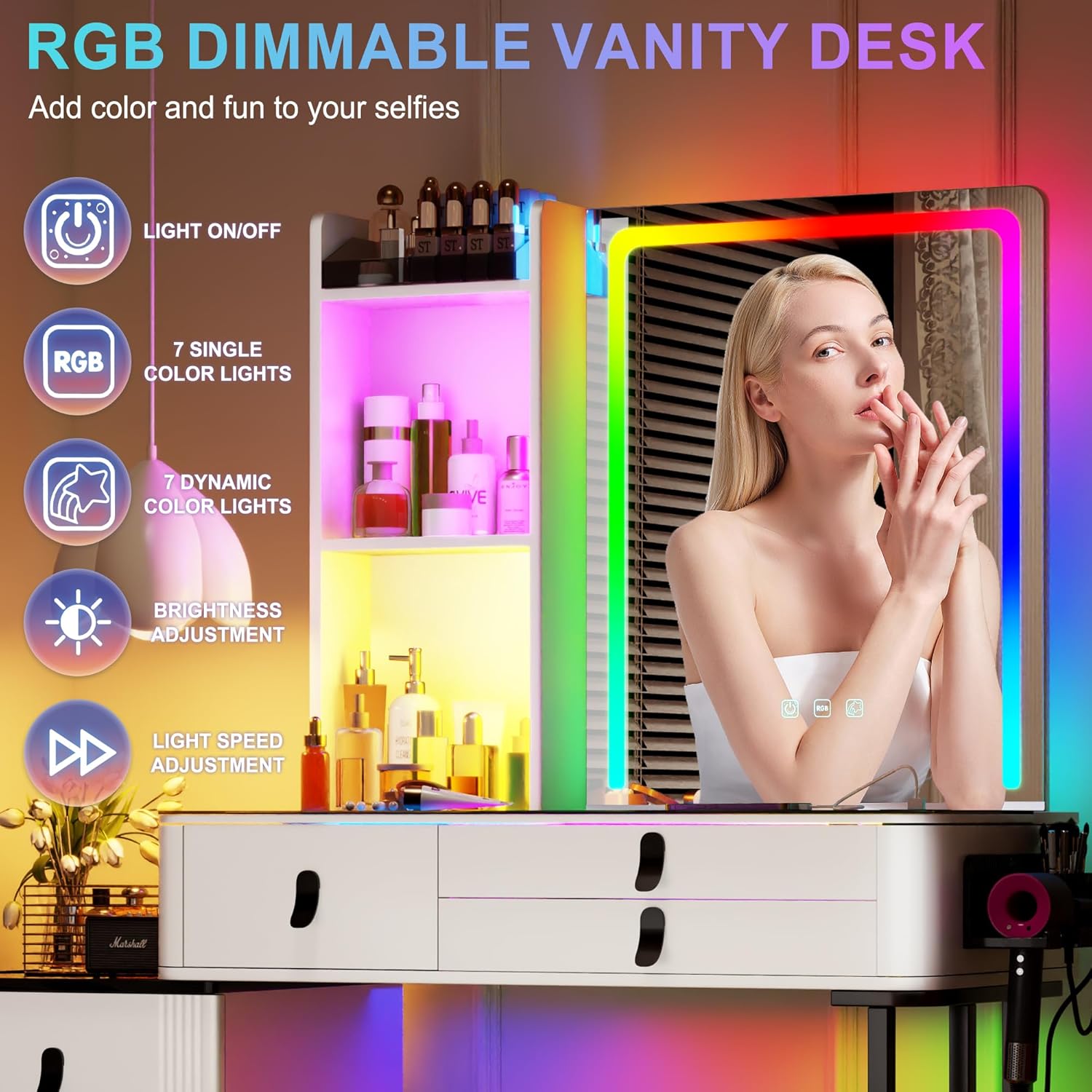 Туалетный столик i*-RGB с зерк – обзор и цена Dressing Table Vanity With Lighted Mirror