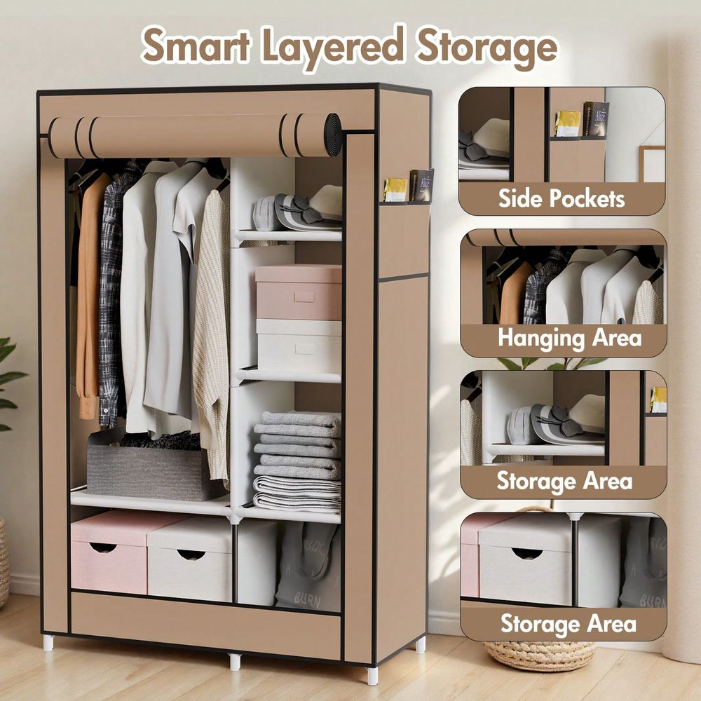 Шкаф для хранения одежды, боль – обзор и цена Wardrobe Closet Portable Fabric Cover