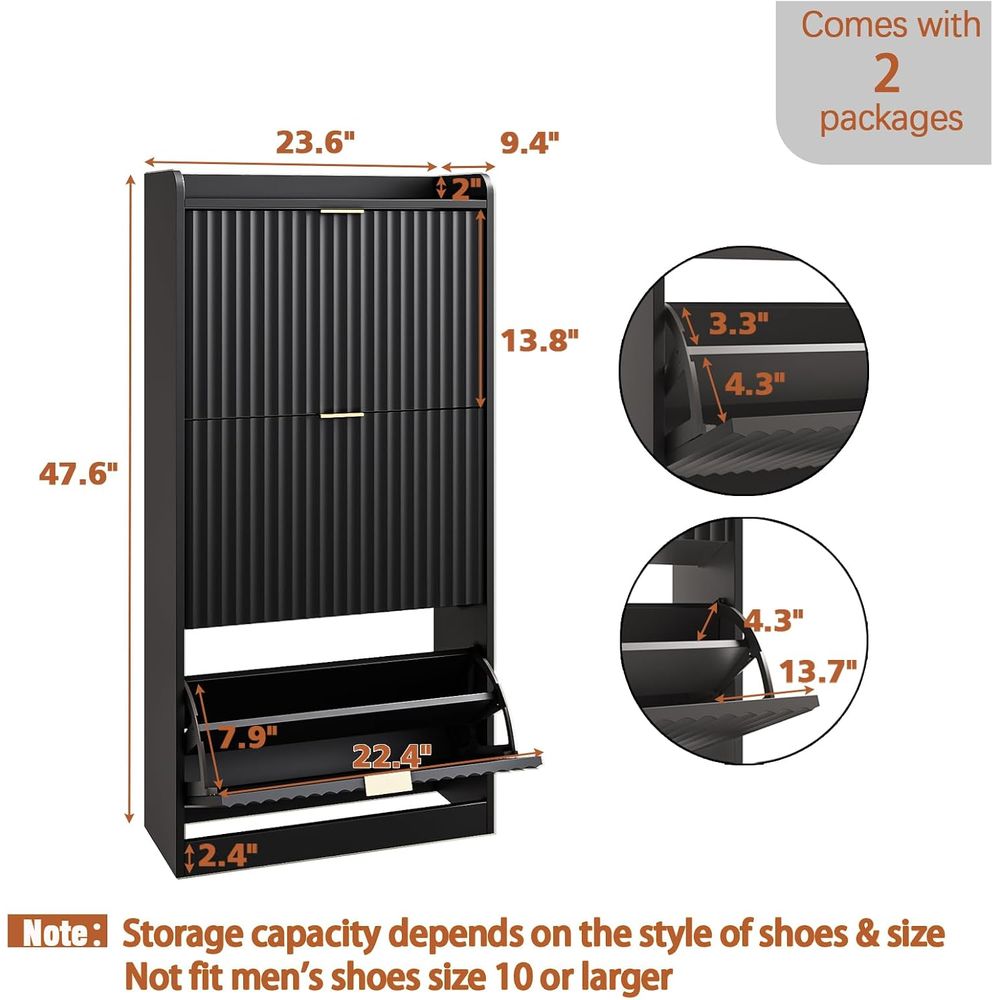 Черный узкий шкаф для обуви, о – обзор и цена Shoe Rack Cabinet Narrow Entryway