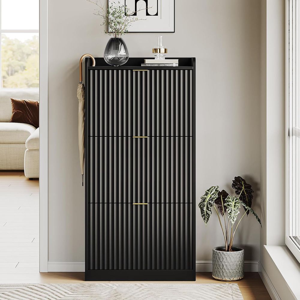 Черный узкий шкаф для обуви, о – обзор и цена Shoe Rack Cabinet Narrow Entryway