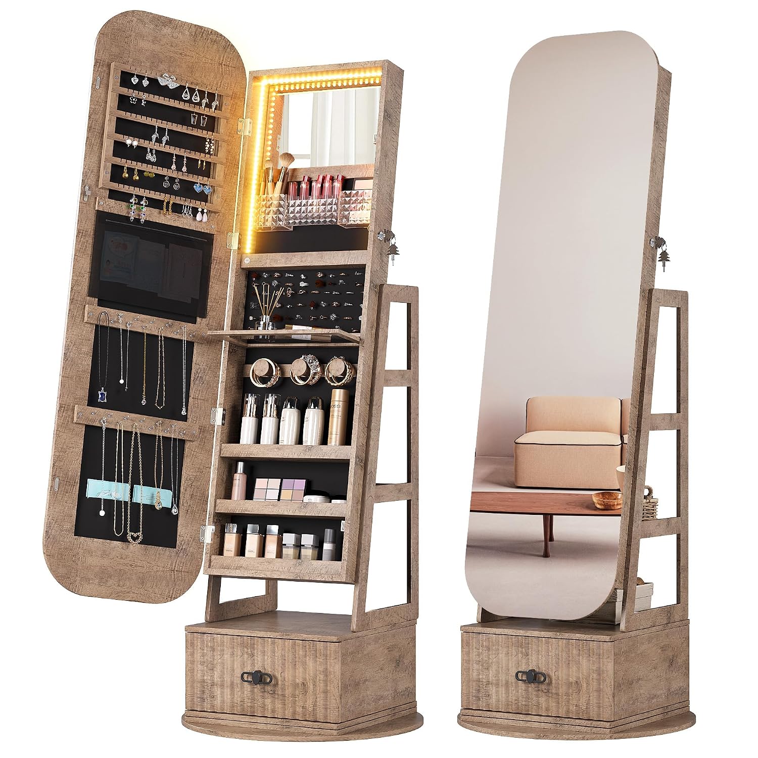 Вращающиеся на 360° органайзер – обзор и цена Full Length Mirror Jewelry Armoire