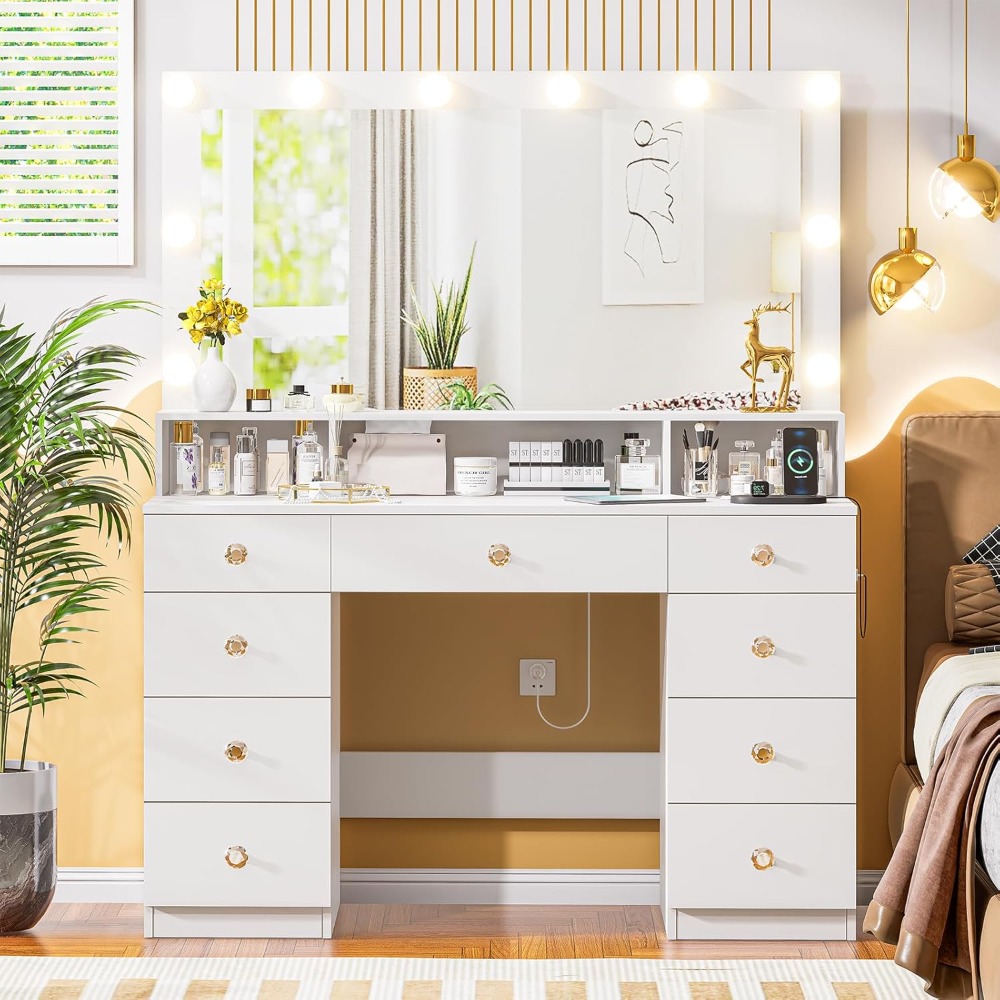 Большой туалетный столик с зер – обзор и цена Dressing Table Vanity With Lighted Mirror