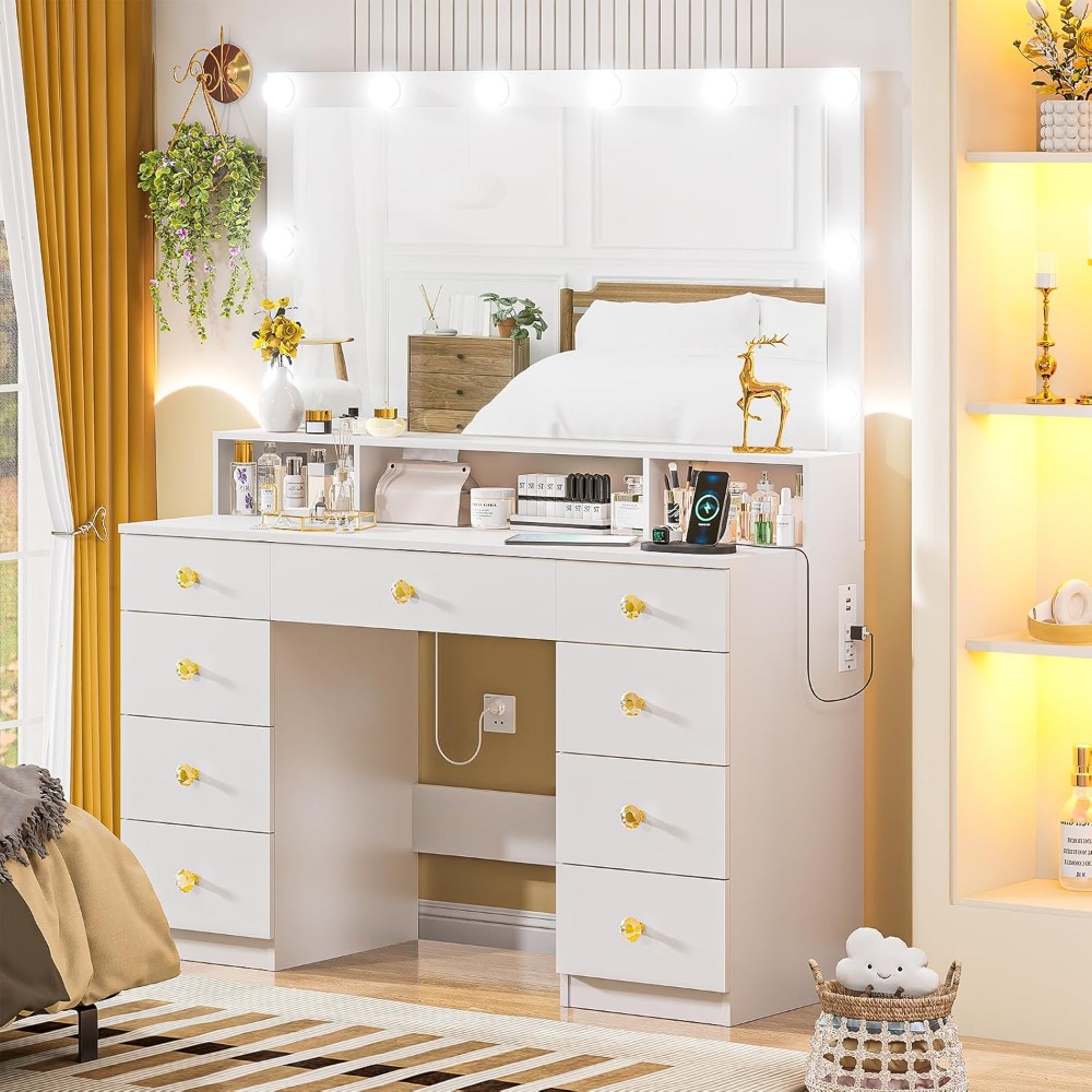Большой туалетный столик с зер – обзор и цена Dressing Table Vanity With Lighted Mirror
