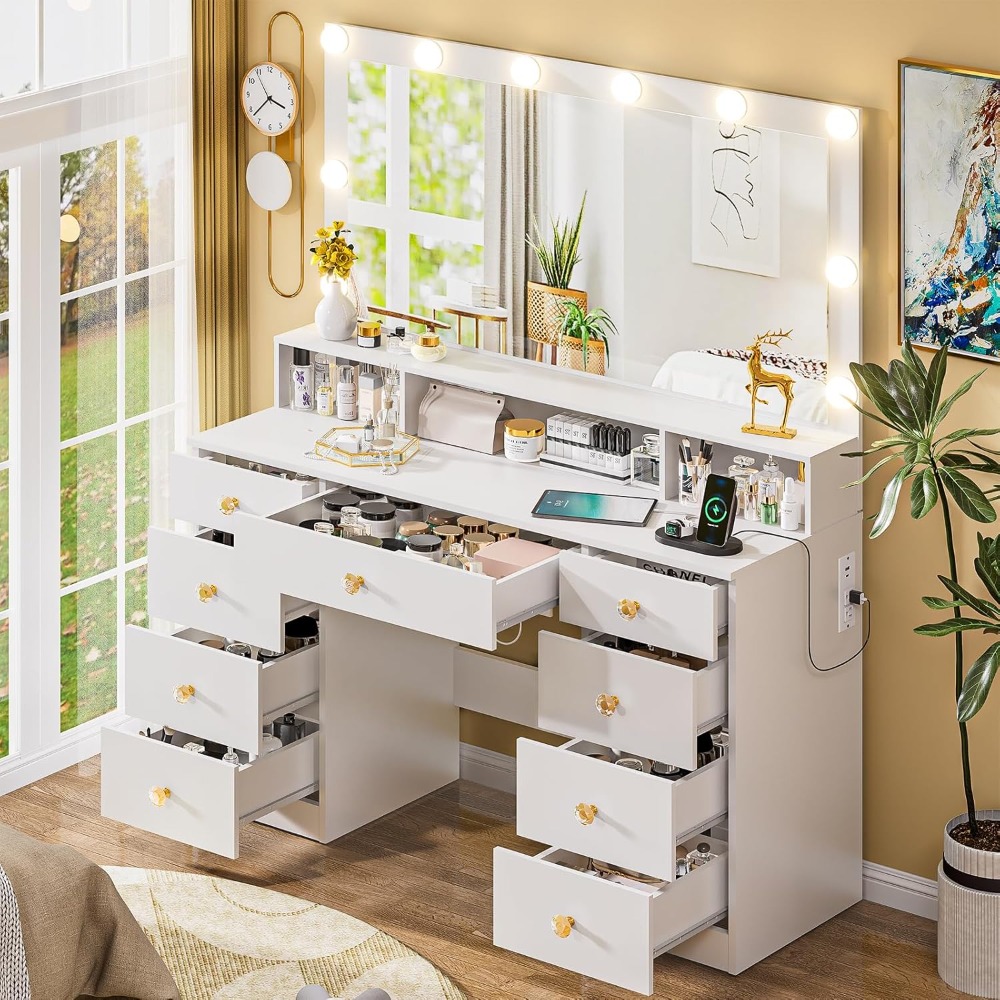Большой туалетный столик с зер – обзор и цена Dressing Table Vanity With Lighted Mirror